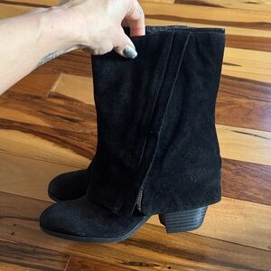 Fergalicious Black Suede Heeled Boots